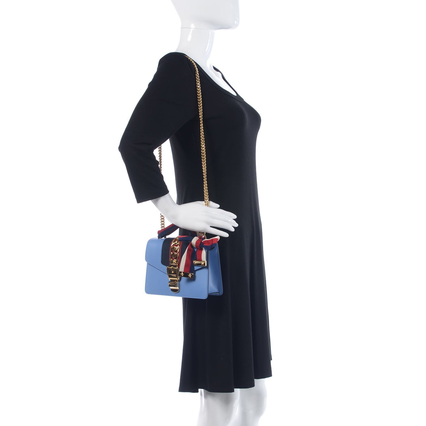 Calfskin Mini Sylvie Chain Shoulder Bag Clear Sky Blue