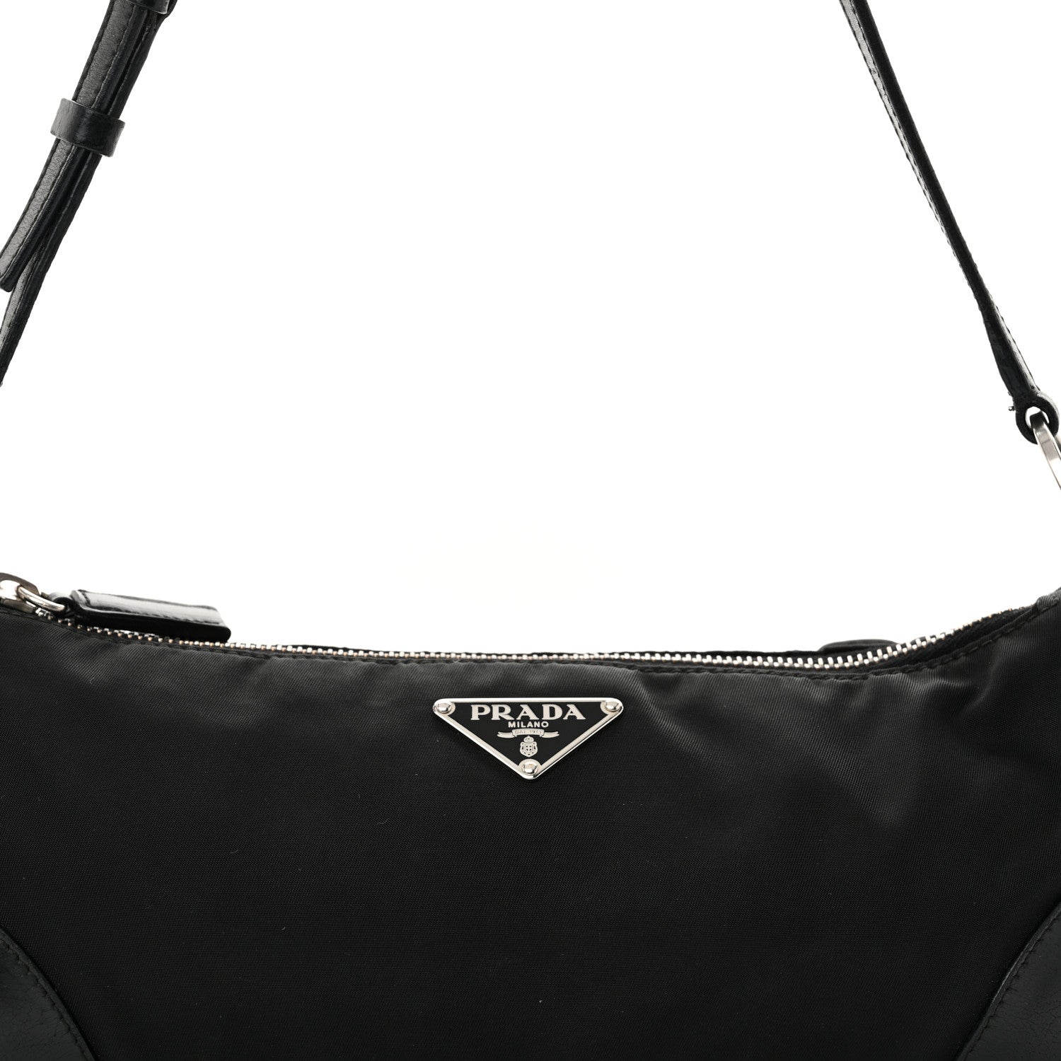 Prada Tessuto Light Nylon Soft Calf Shoulder Bag Black 7 of 14