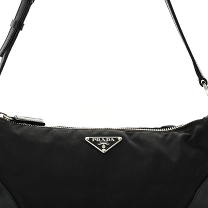 Prada Tessuto Light Nylon Soft Calf Shoulder Bag Black 7 of 14