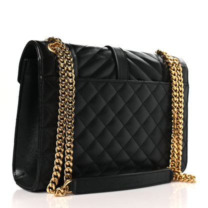 Saint Laurent Grain De Poudre Textured Mixed Matelasse Triquilt Medium Monogram Satchel Black 3 of 9