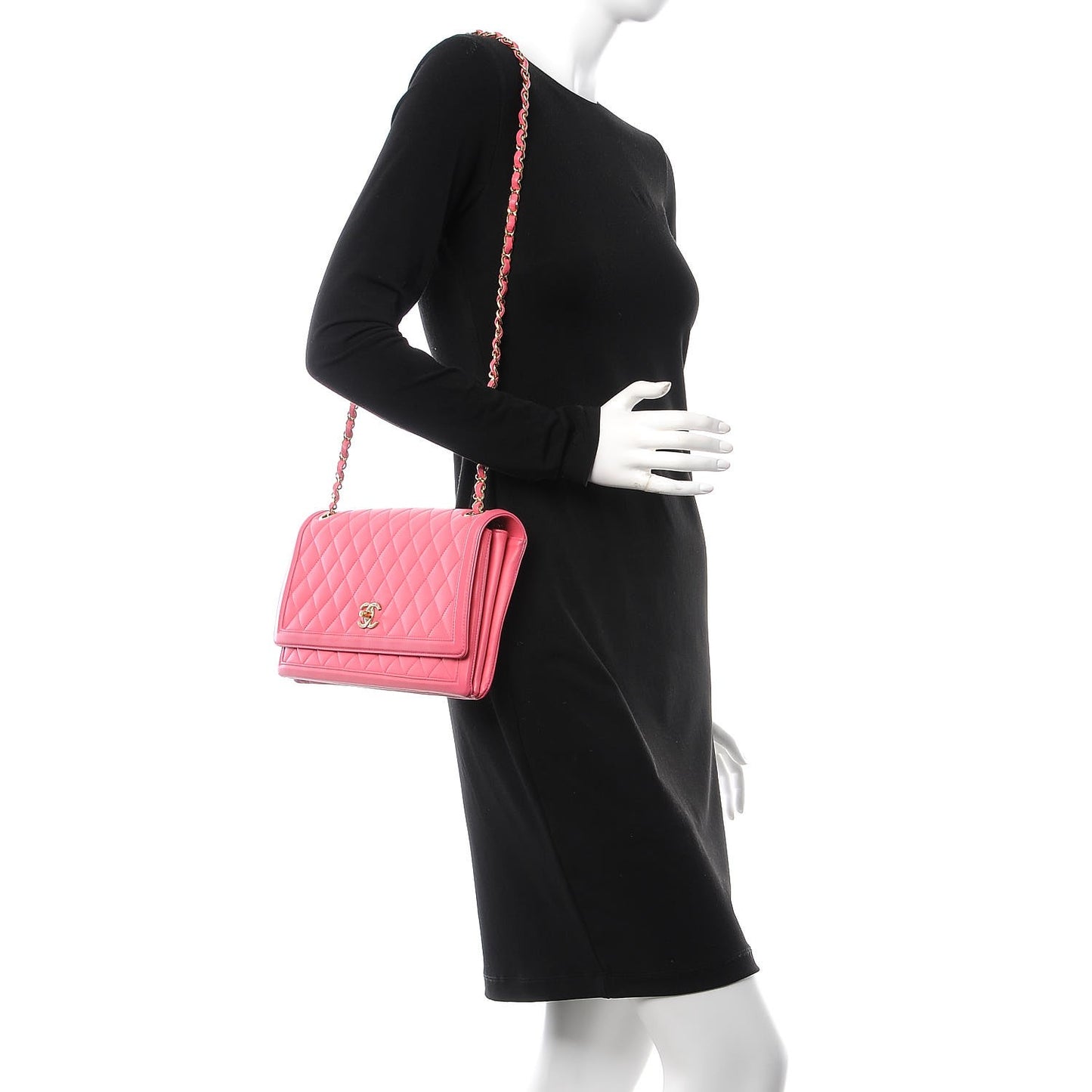 Lambskin Quilted 3 Pocket Flap Pink