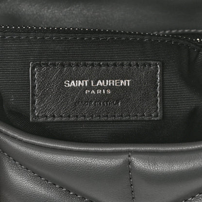 Saint Laurent Lambskin Quilted Toy Loulou Puffer Monogram Chain Satchel Storm 6 of 9