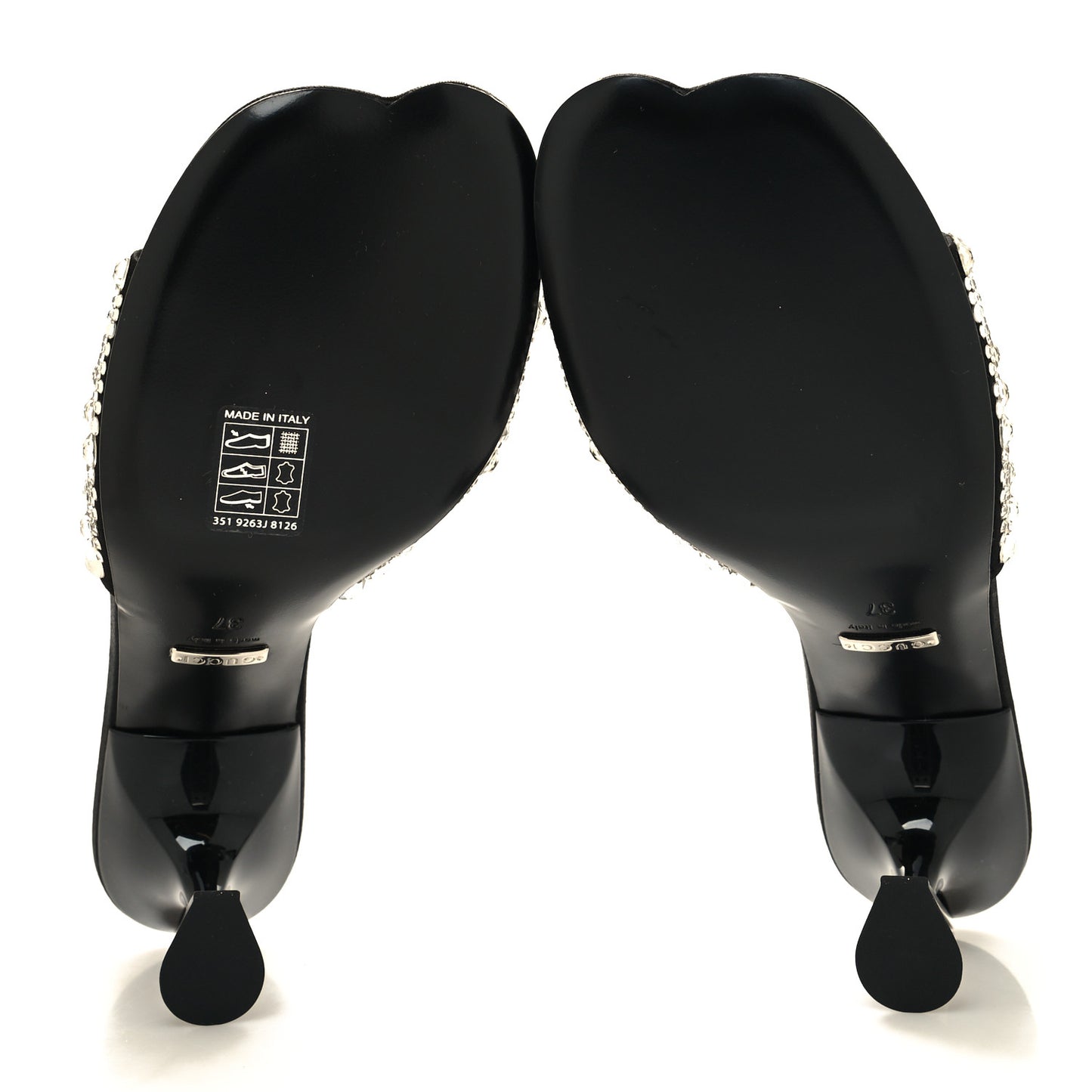 Satin Crystal 65mm Slide Sandals 37 Black