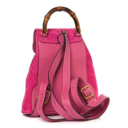 Gucci Suede Calfskin Bamboo Backpack Pink 2 of 12