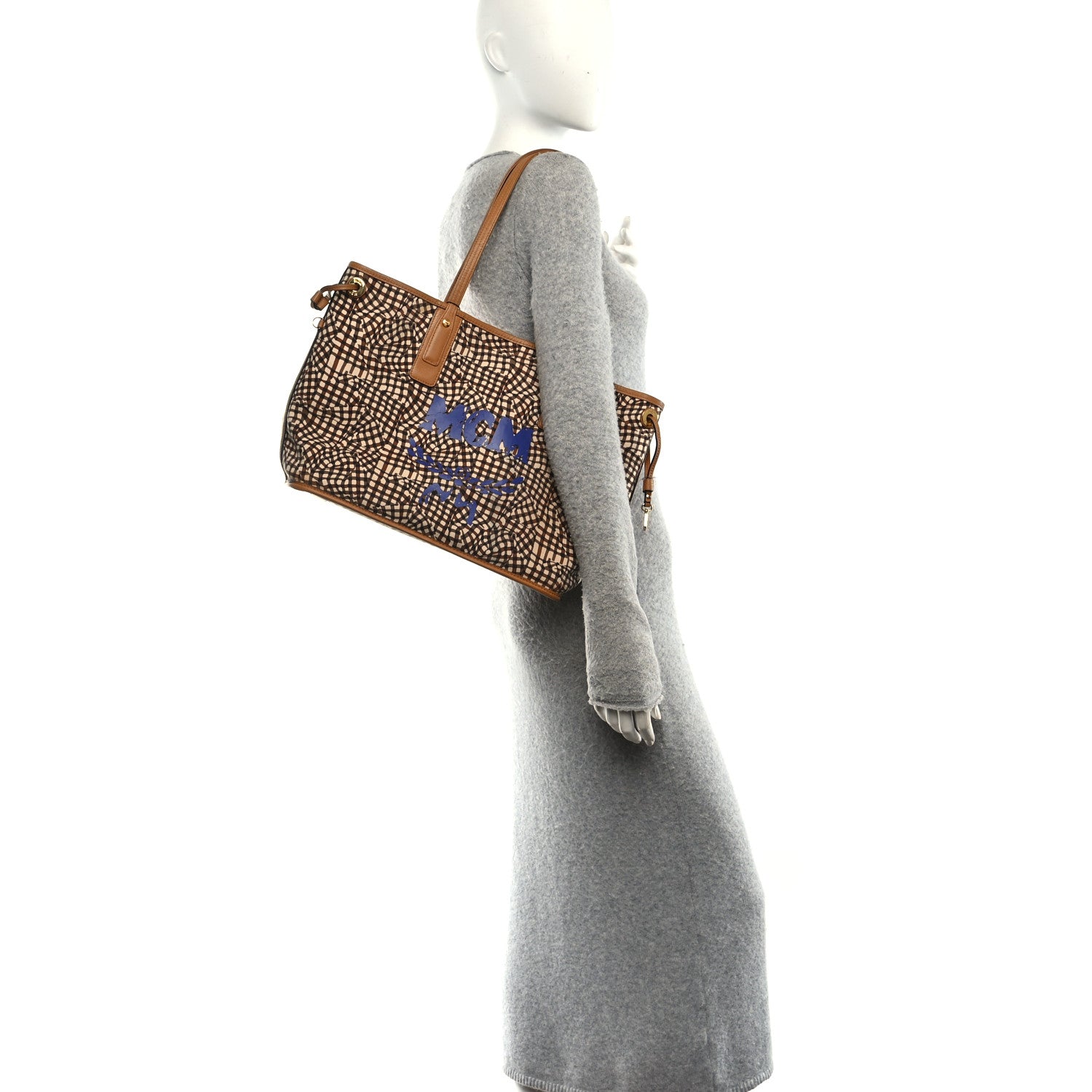 MCM Visetos Medium Liz Reversible Shopper Tote Cognac 2 of 16