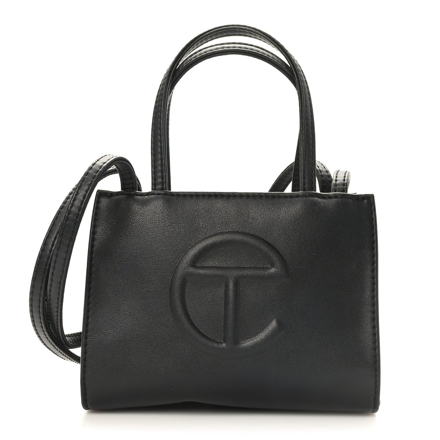 Vegan Leather Small Shopping Bag Black