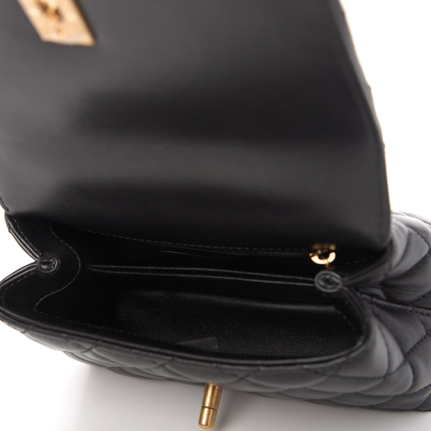 Calfskin Strass Quilted Extra Mini Coco Handle Flap Dark Silver