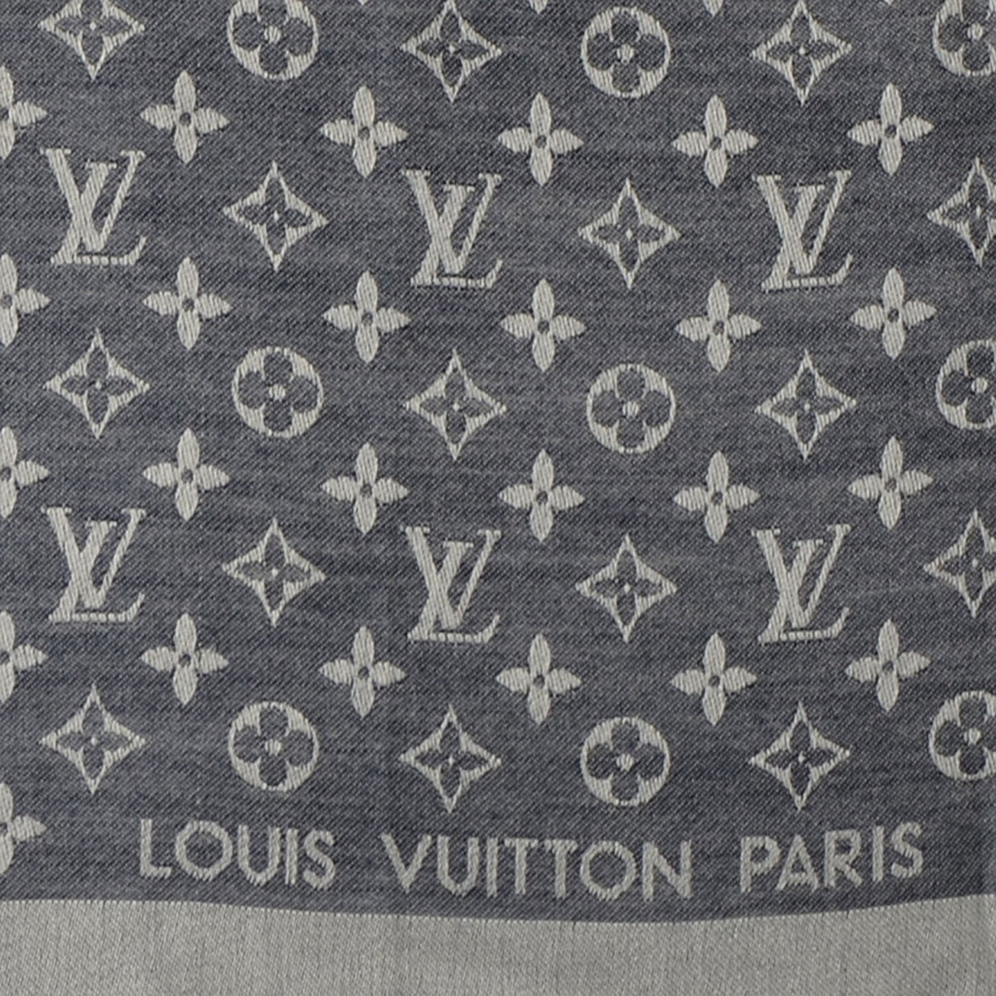Silk Wool Monogram Denim Shawl Blue