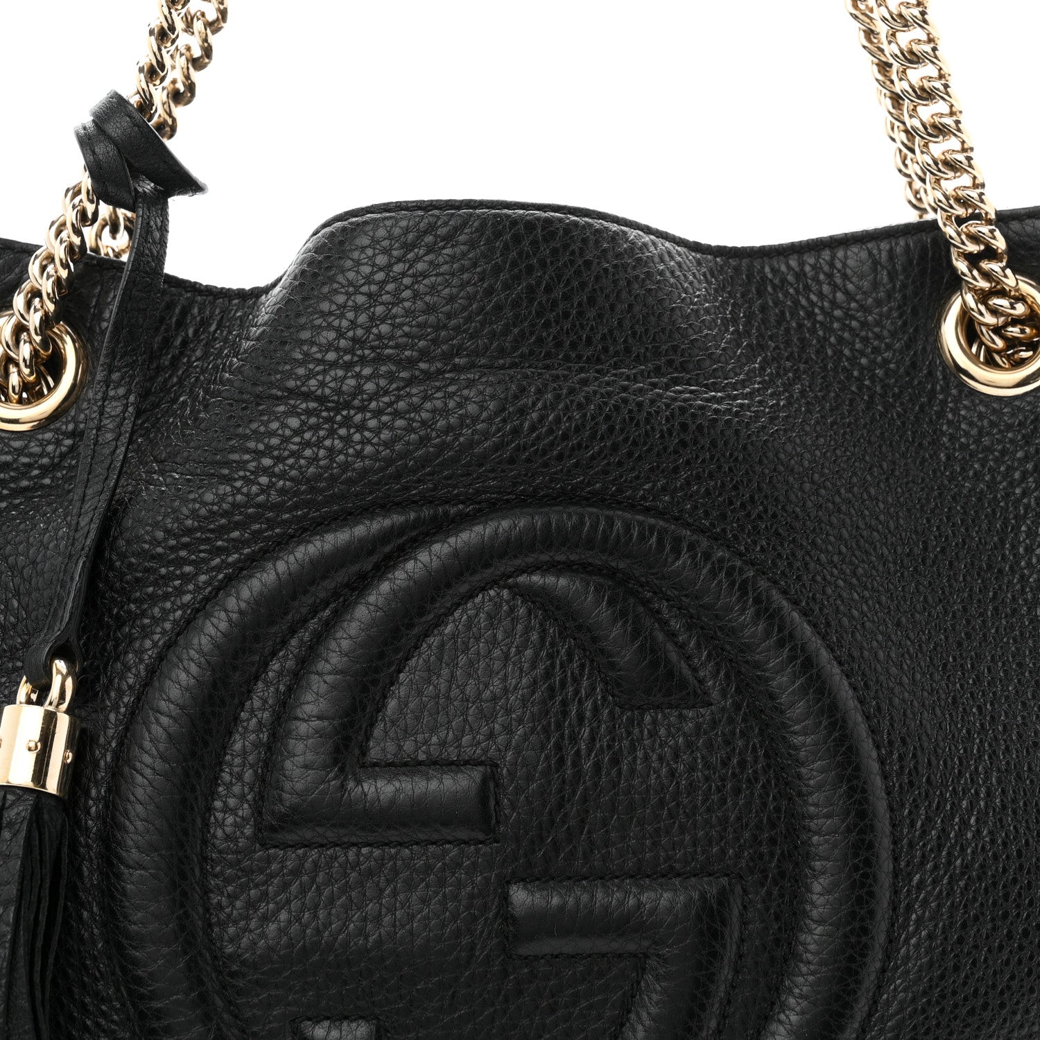 Gucci Pebbled Calfskin Medium Soho Chain Shoulder Bag Black 8 of 10