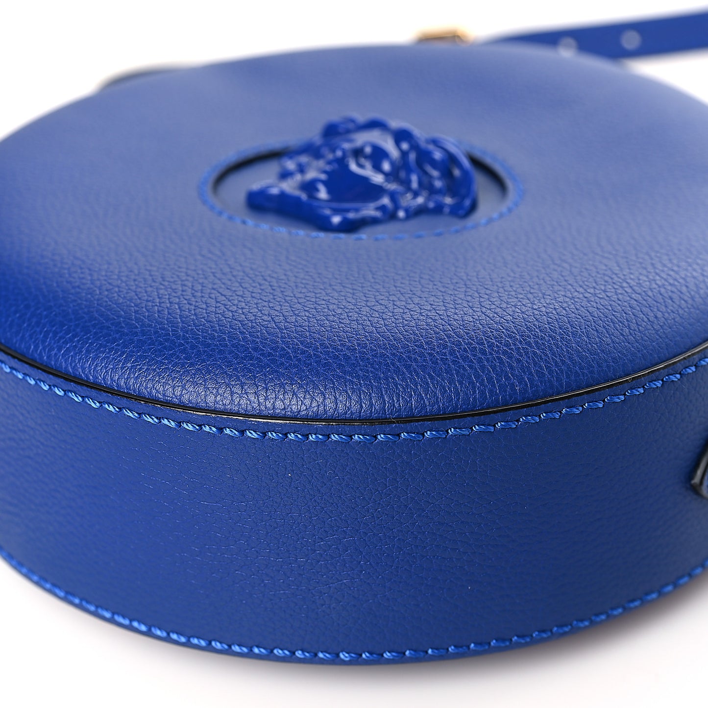 Calfskin La Medusa Round Camera Bag Blue