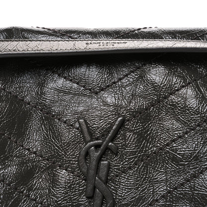 Saint Laurent Crinkled Calfskin Matelasse Monogram Medium Niki Chain Satchel Storm 8 of 12