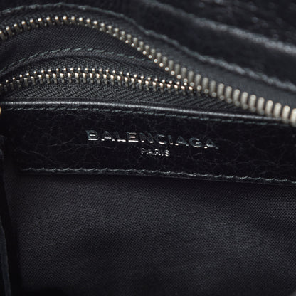 Balenciaga Agneau Classic Silver Hardware Mini City Logo Strap Black White 6 of 14