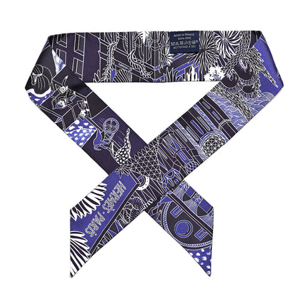 Hermes Silk Animapolis Plumetis Twilly Marine Bleu Royal 1 of 5