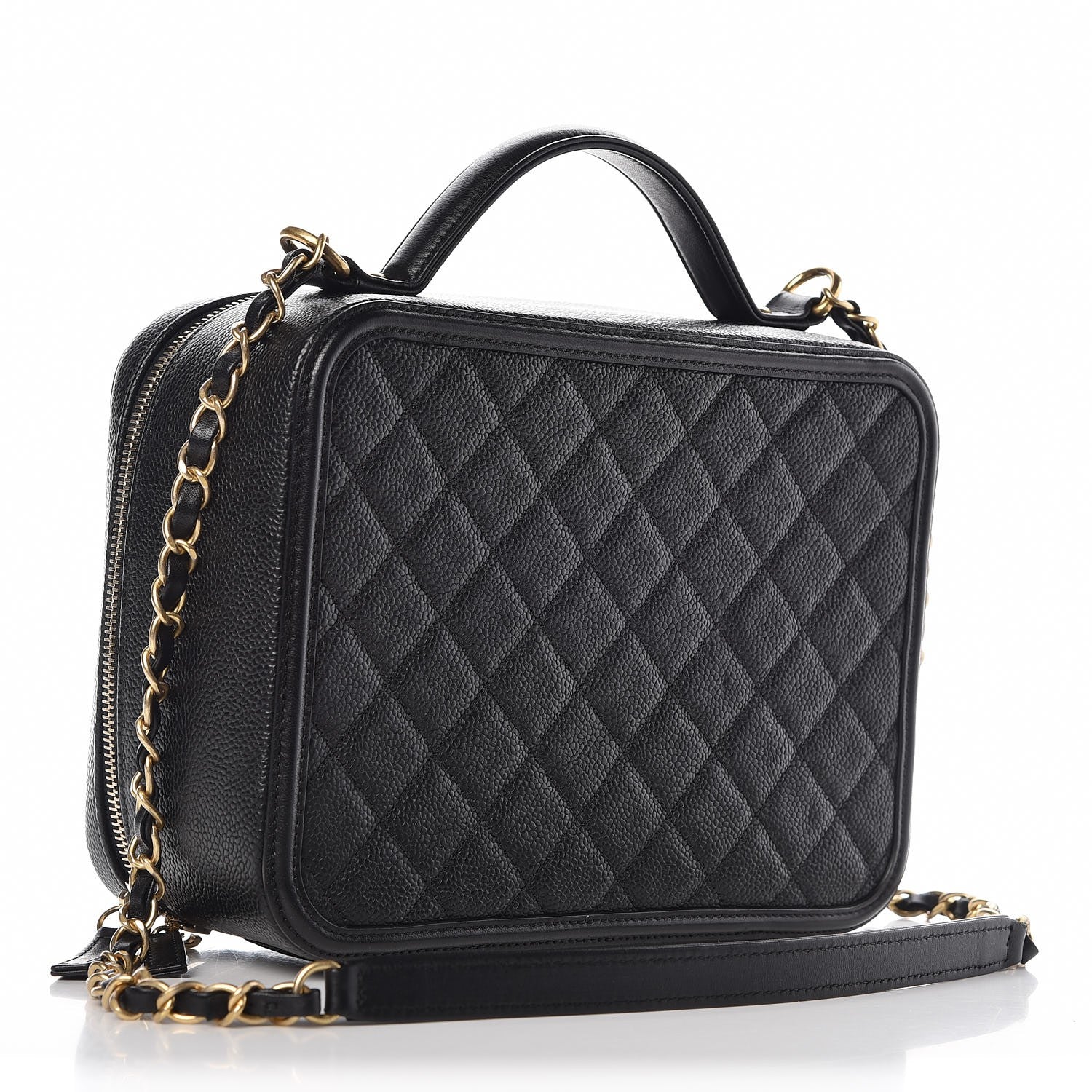 Chanel Caviar Quilted Large CC Filigree Vanity Case Black 3 of 7