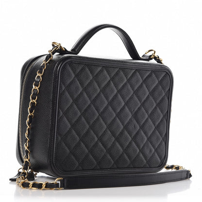 Chanel Caviar Quilted Large CC Filigree Vanity Case Black 3 of 7