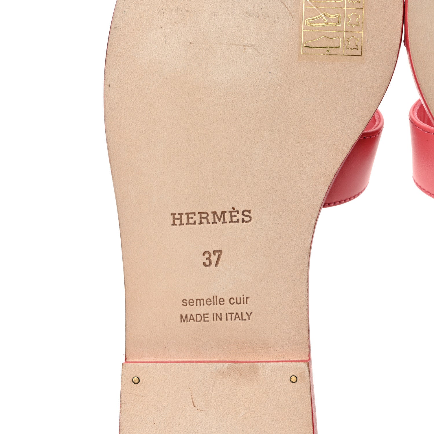 Hermes Box Calfskin Oran Sandals 37 Rose Boise 7 of 10