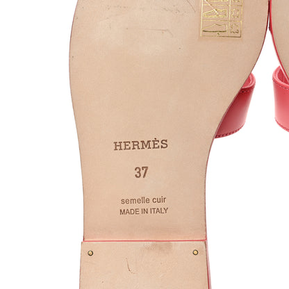 Hermes Box Calfskin Oran Sandals 37 Rose Boise 7 of 10