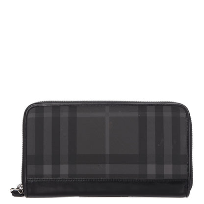 Burberry London Check Large Zip Around Wallet Charcoal 1 of 9