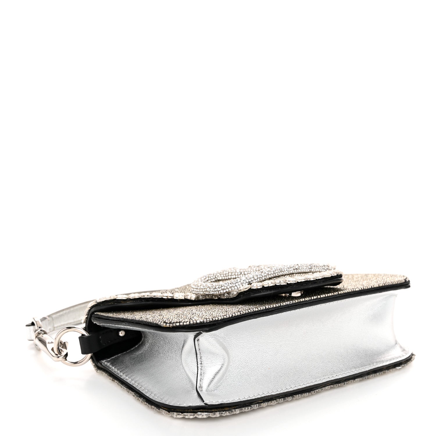 Valentino Garavani Swarovski Crystal Embroidered Vlogo Small Loco Shoulder Bag Crystal Silver 4 of 10