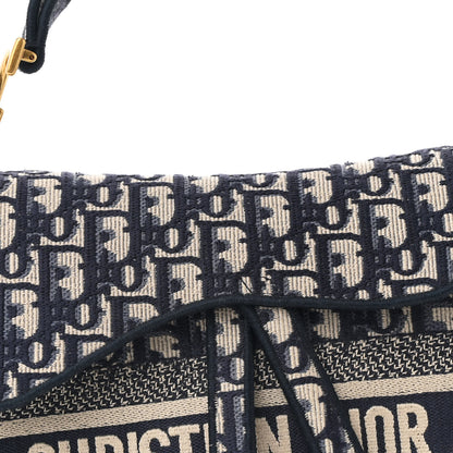 Christian Dior Oblique Embroidered Saddle Bag Blue 8 of 13