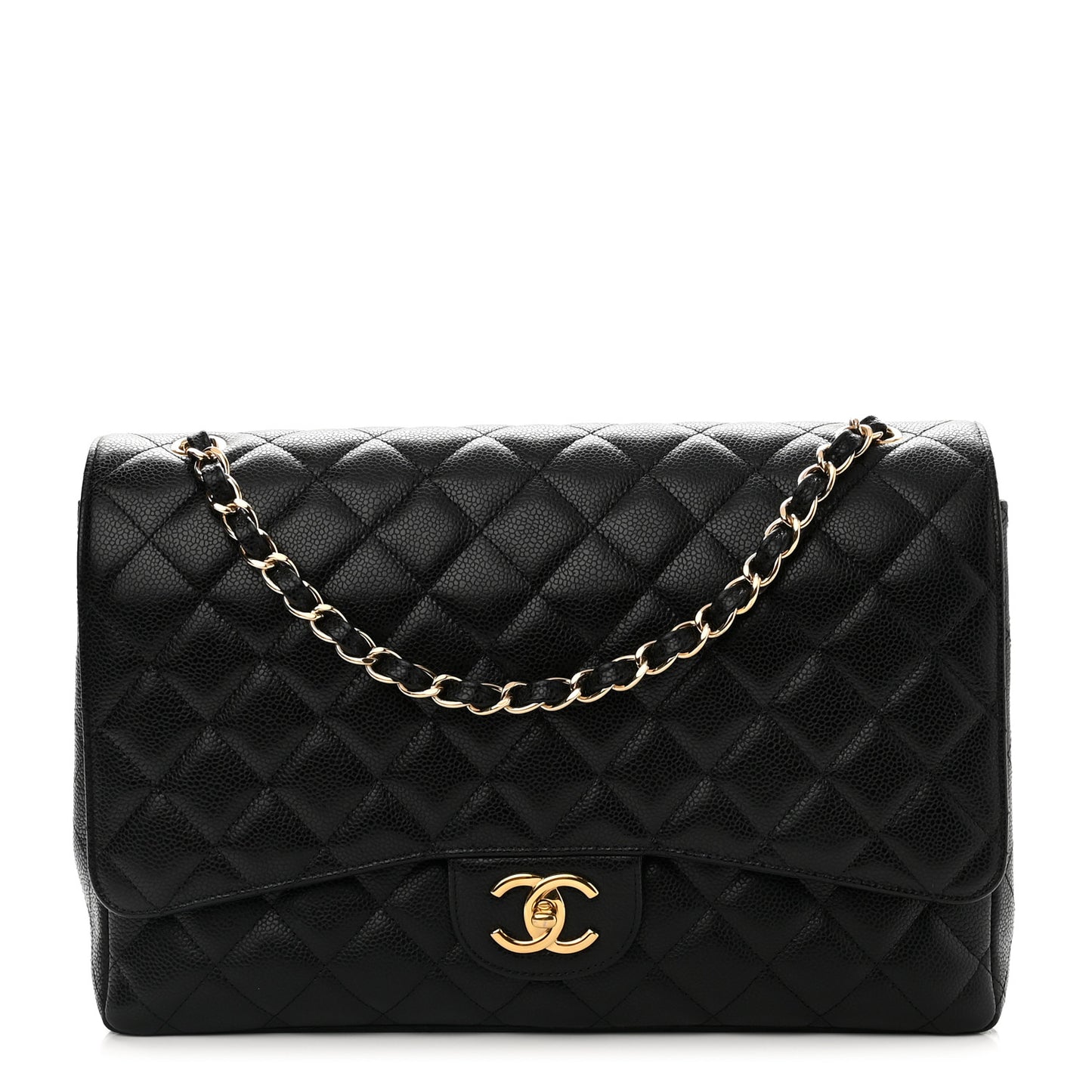 Caviar Quilted Maxi Double Flap Black