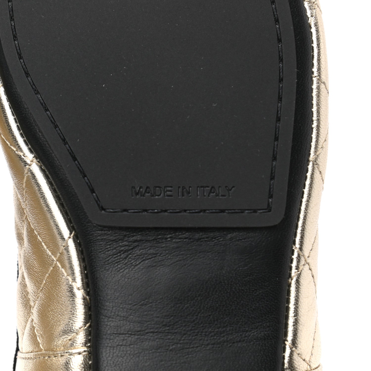 Chanel Laminated Lambskin Quilted CC Cap Toe Slipper With Pouch 39 Gold Black 7 of 15