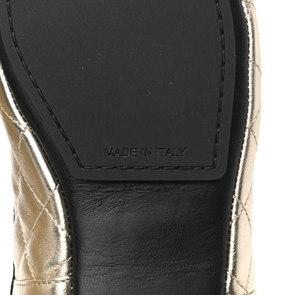 Chanel Laminated Lambskin Quilted CC Cap Toe Slipper With Pouch 39 Gold Black 7 of 15