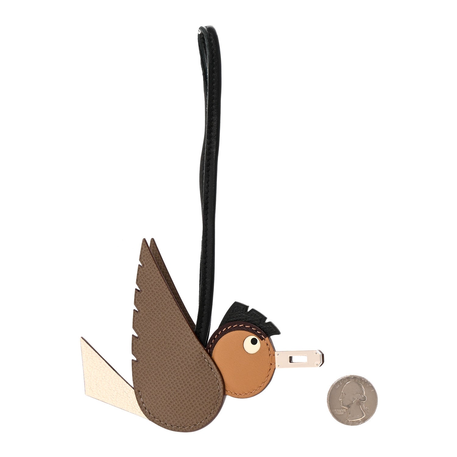 Hermes Epsom Swift Chevre Mysore Birdy Bag Charm Etoupe Nata Biscuit Rouge Sellier Black 2 of 5