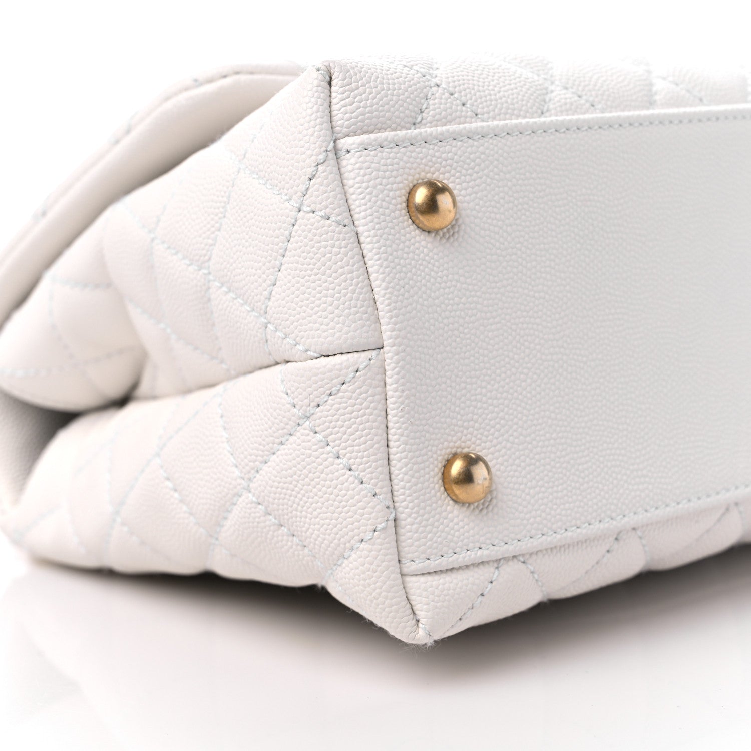 Chanel Caviar Lizard Quilted Small Coco Handle Flap White Beige 8 of 9