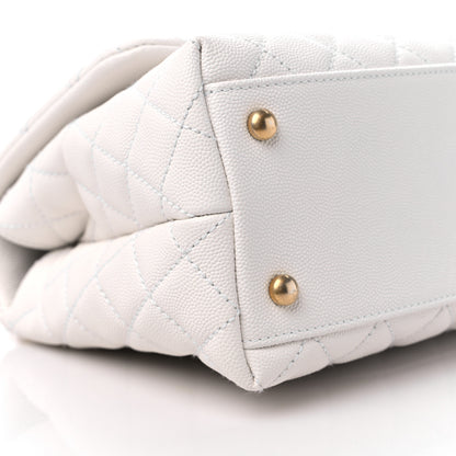 Chanel Caviar Lizard Quilted Small Coco Handle Flap White Beige 8 of 9