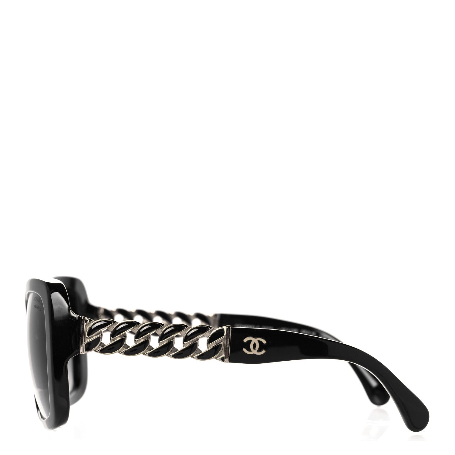 Chanel Acetate Metal Polarized Chain Square Sunglasses 5305 Black 3 of 9