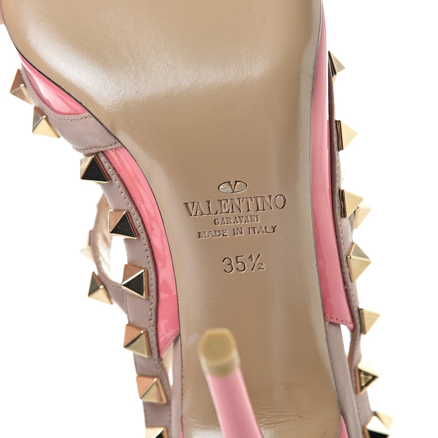 Patent Nappa Rockstud Ankle Strap 100mm Pumps 35.5 Ninphea Poudre