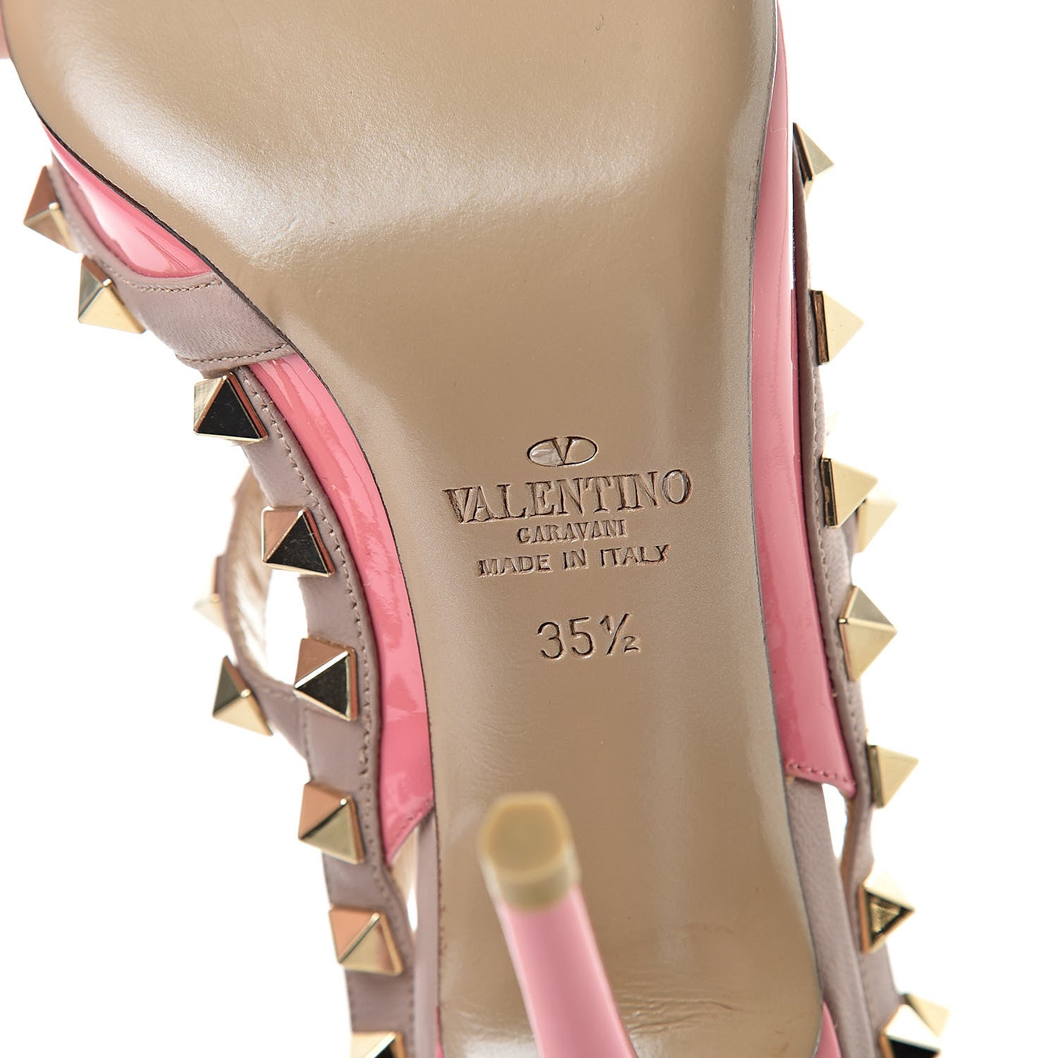 Valentino Garavani Patent Nappa Rockstud Ankle Strap 100mm Pumps 35.5 Ninphea Poudre 7 of 9