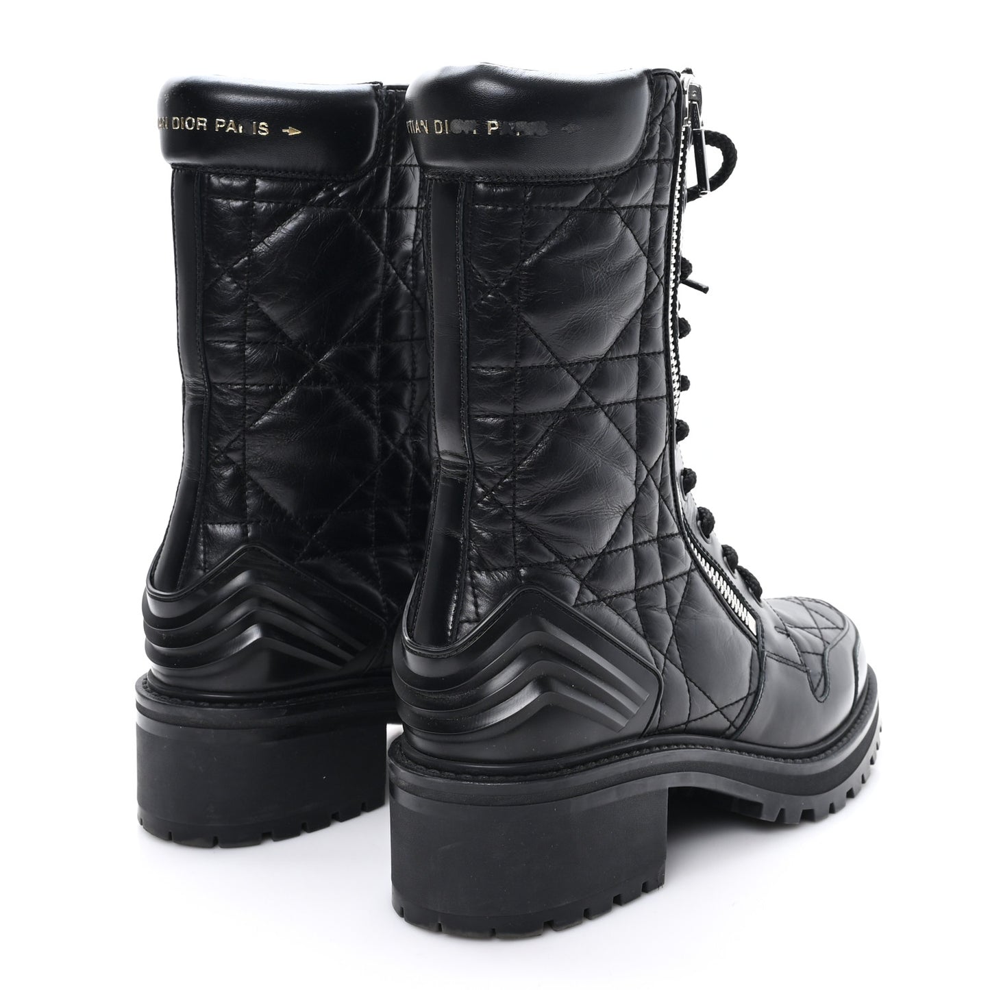 Calfskin Cannage D-Leader Ankle Boots 39.5 Black