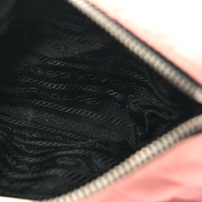 Prada Tessuto Nylon Saffiano Impunturato Quilted Barrel Pochette Pink Black 5 of 13