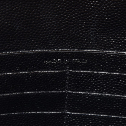 Saint Laurent Grain De Poudre Matelasse Chevron Monogram Chain Wallet Black 7 of 8