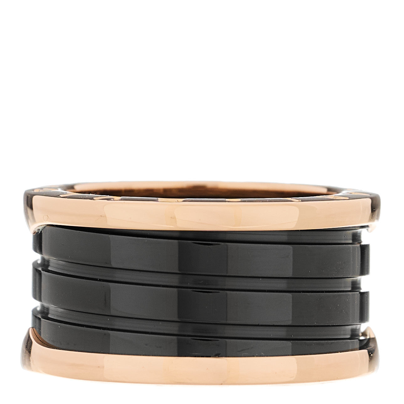 18K Rose Gold Black Ceramic B.Zero1 Four-Band Ring 57 8