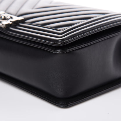 Chanel Calfskin Chevron Quilted New Medium Boy Flap Black 9 of 13