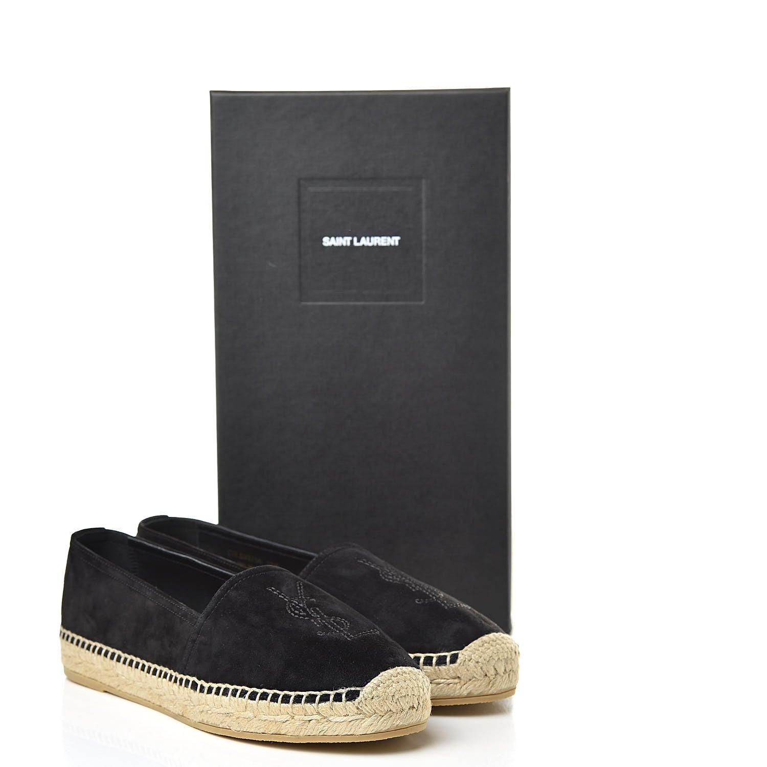 Saint Laurent Suede Monogram Espadrilles 37.5 Black 8 of 8