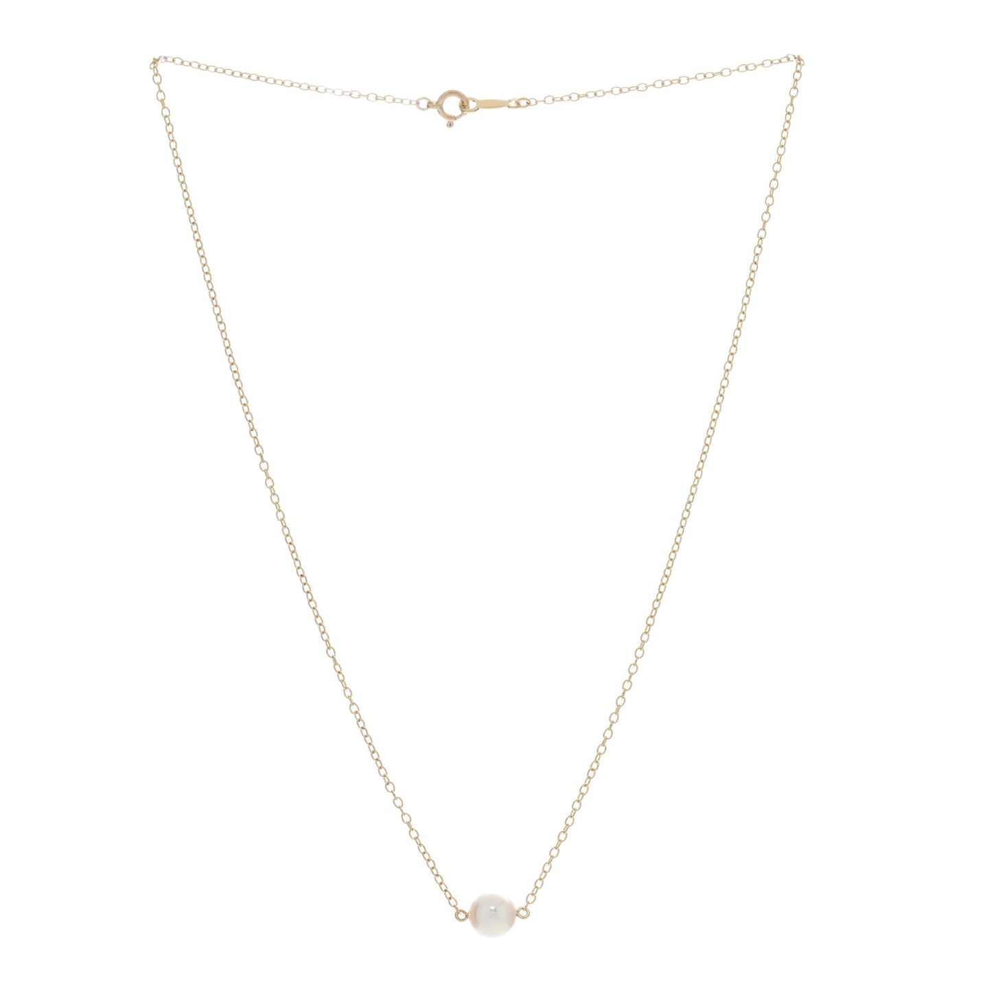 18K Yellow Gold Akoya Pearl 7-7.5mm Single Pendant Necklace