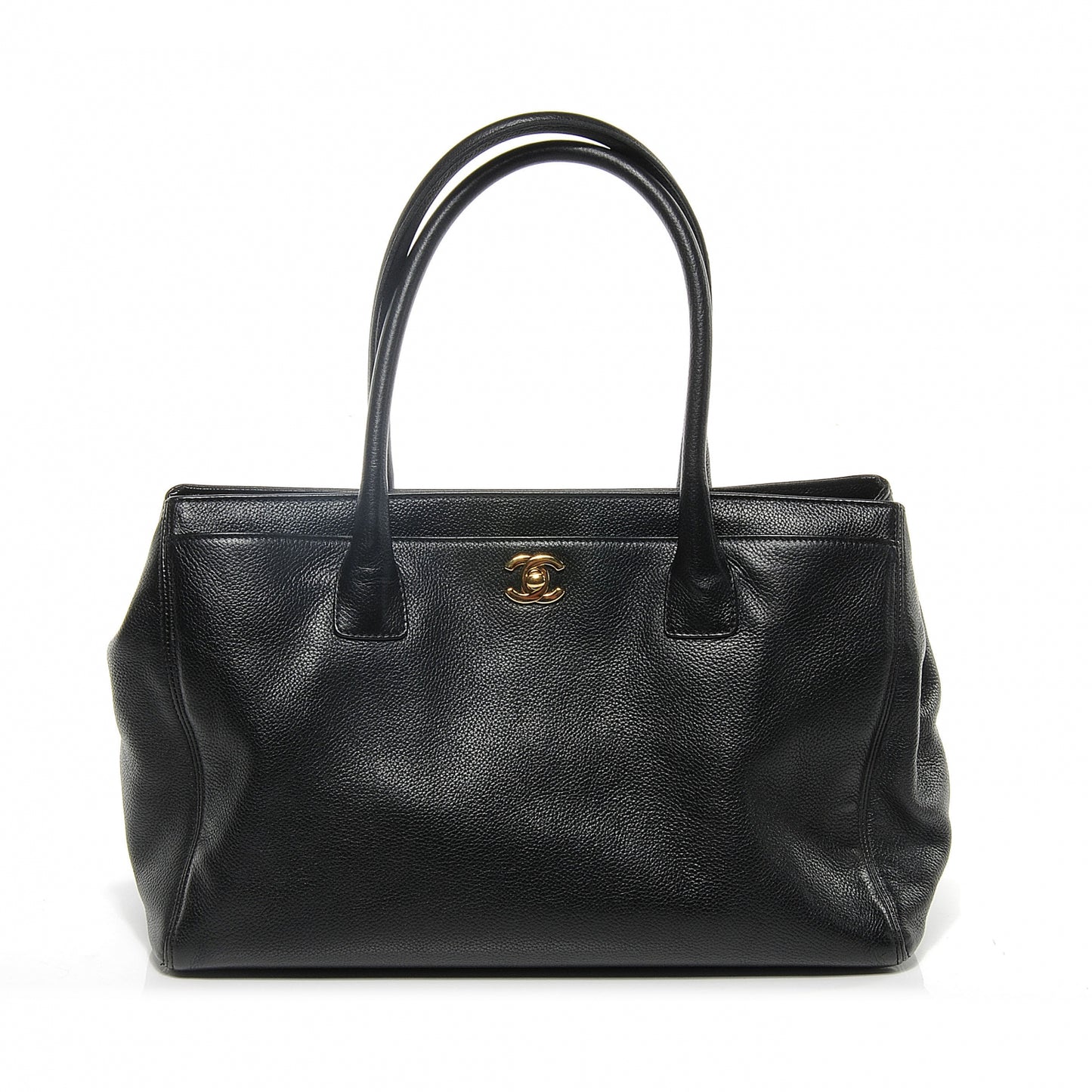Calfskin Cerf Executive Shopper Tote Black