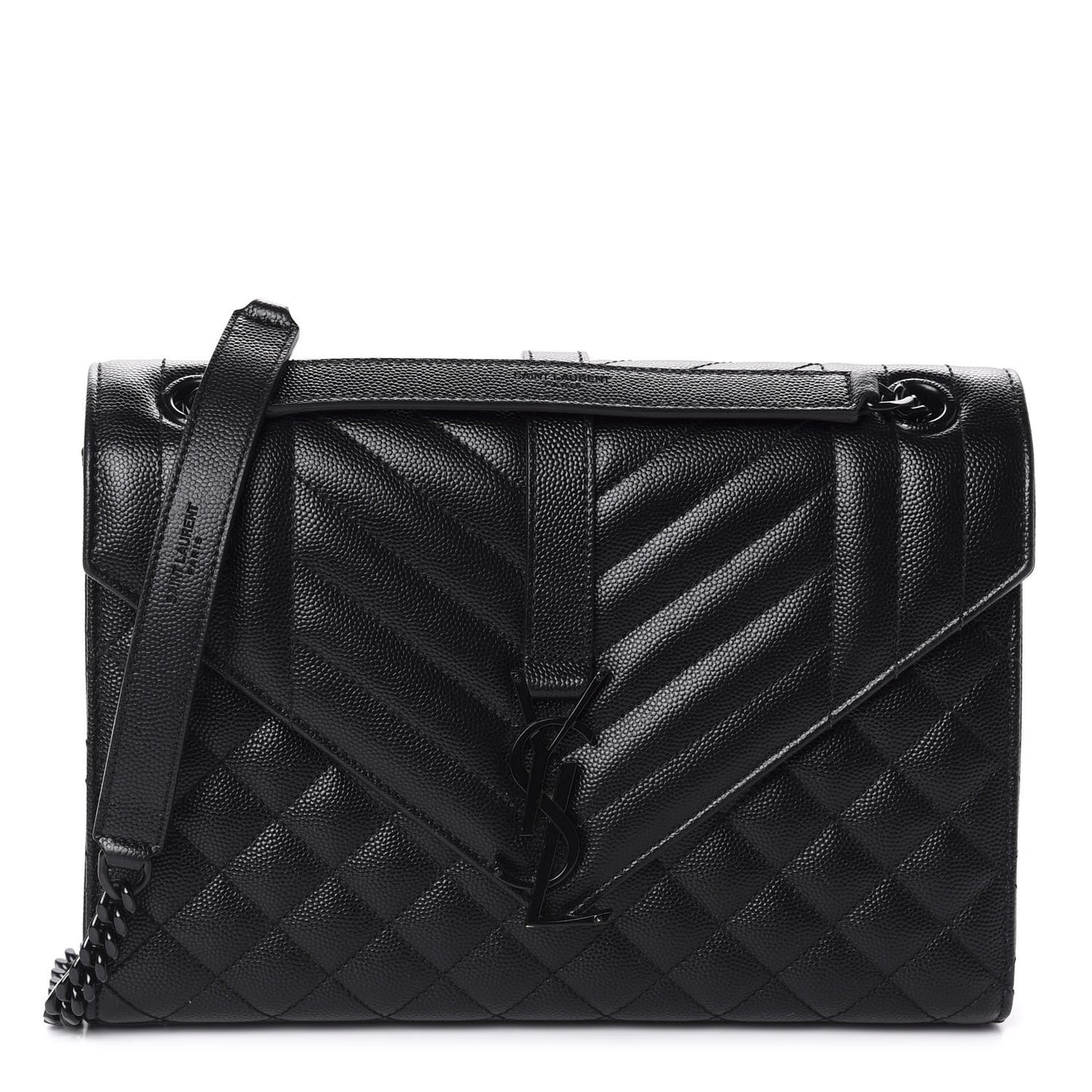 Grain De Poudre Textured Mixed Matelasse Triquilt Medium Monogram Satchel Black
