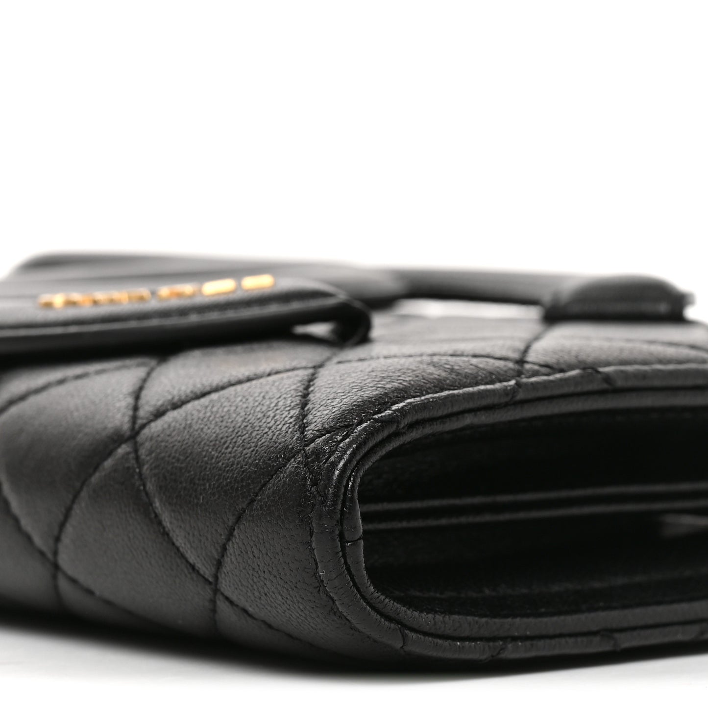 Lambskin Quilted Coco Midnight Clutch Black