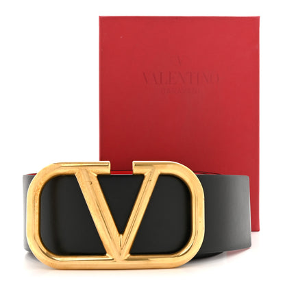 Valentino Garavani Glossy Calfskin 70mm VLogo Reversible Belt 90 36 Black Rouge Pur 7 of 7