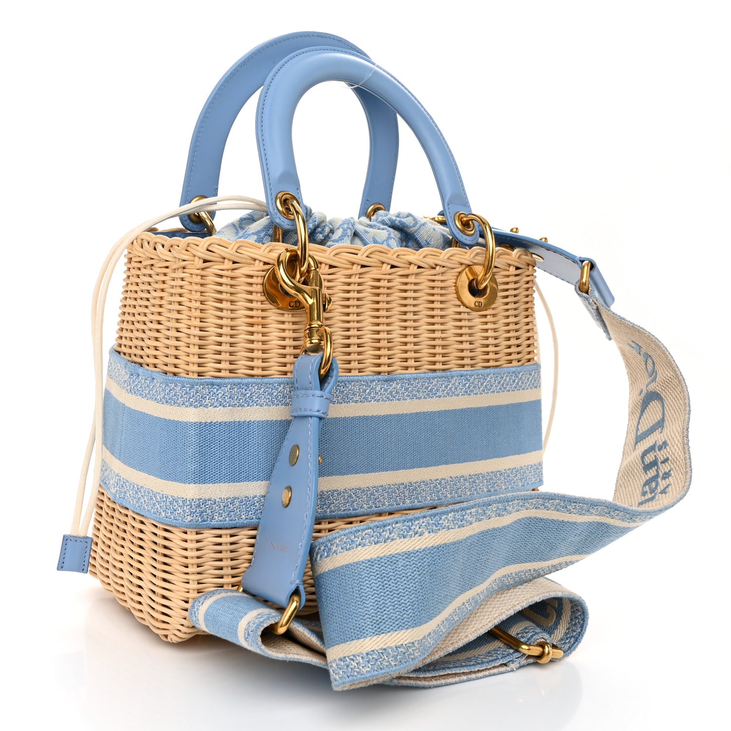 Wicker Oblique Medium Lady Dior Bag Cornflower Blue