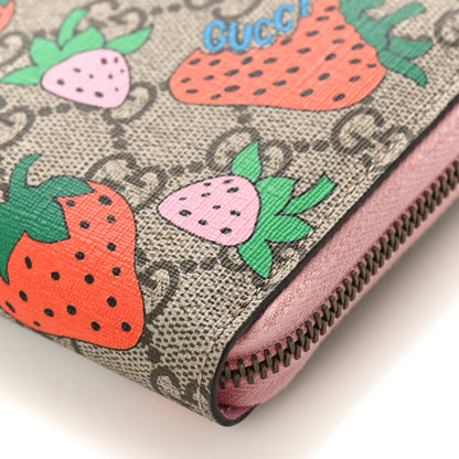 Gucci GG Supreme Monogram Strawberry Zip Around Wallet Light Pink 7 of 7