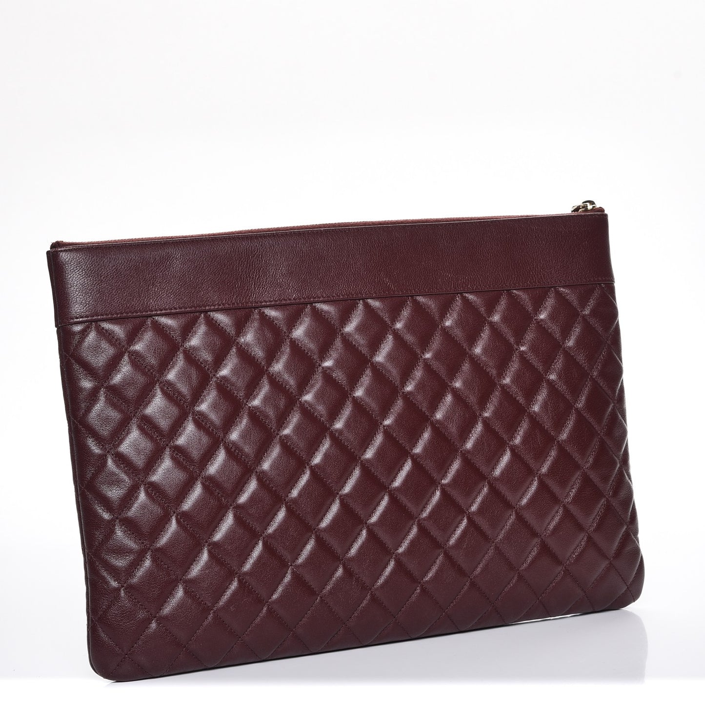 Sheepskin Quilted Large Cosmetic Case Burgundy