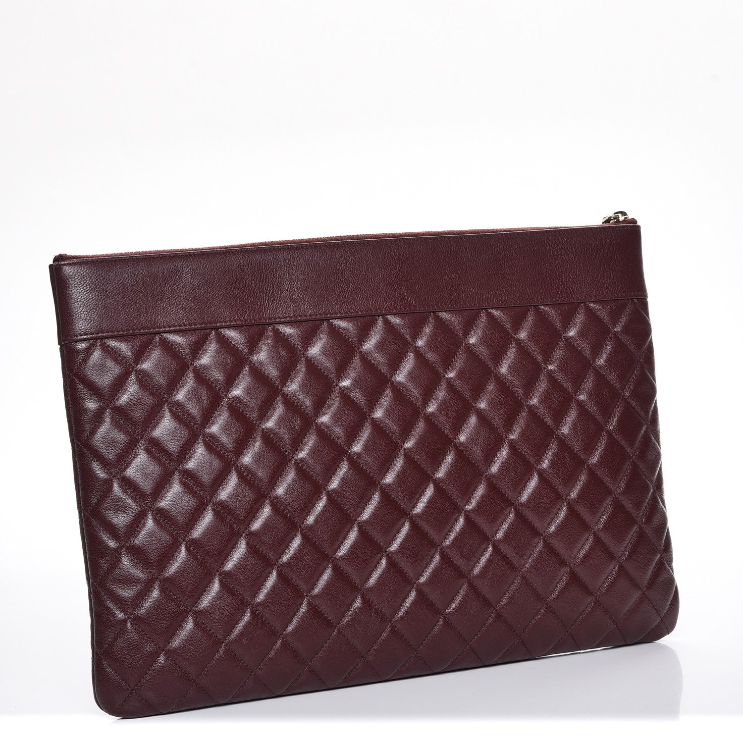 Chanel Sheepskin Quilted Large Cosmetic Case Burgundy 3 of 9