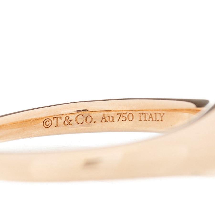 18K Rose Gold Diamond Micro Oval Signet Ring 57 8