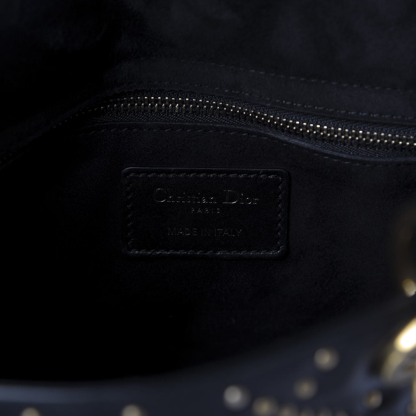 Calfskin Cannage Studded Medium Supple Lady Dior Black